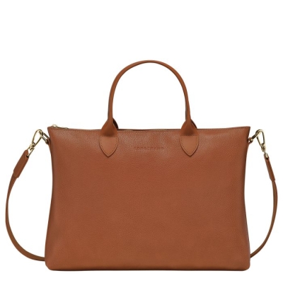 Brown Longchamp Le Foulonné S Women's Document Holders | US-4652OXB