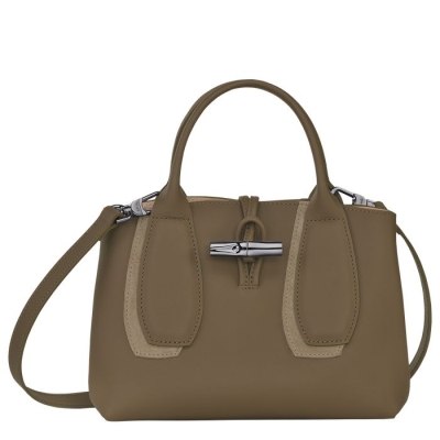 Brown Longchamp Roseau Shadow S Women's Top-handle Bags | US-6172ZTJ