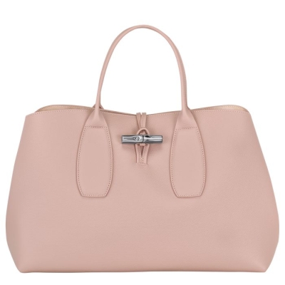 Light Pink Longchamp Roseau L Women's Top-handle Bags | US-0257QIP