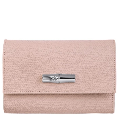 Light Pink Longchamp Roseau Women's Wallets | US-4593HQI