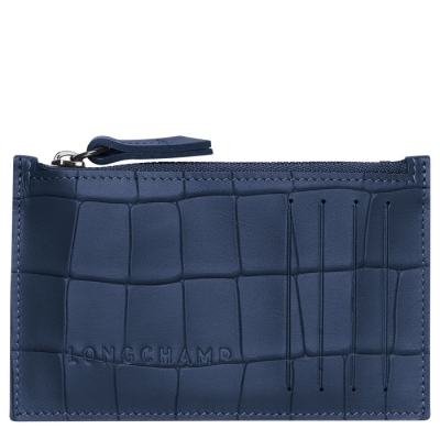 Navy Longchamp Croco Block Men's Cardholders & Coin Purses | US-6391QPC