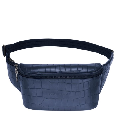 Navy Longchamp Croco Block Women's Belt Bags | US-7089CXY