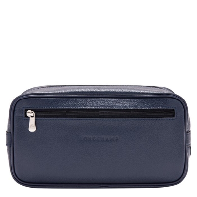 Navy Longchamp Le Foulonné Men's Toiletry Bags | US-0739HMK