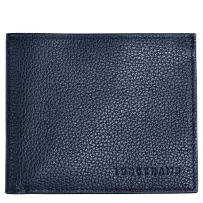 Navy Longchamp Le Foulonné Men's Wallets | US-2175URD