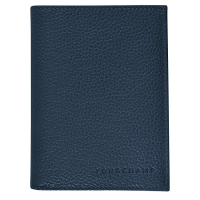 Navy Longchamp Le Foulonné Men's Wallets | US-7124IXU