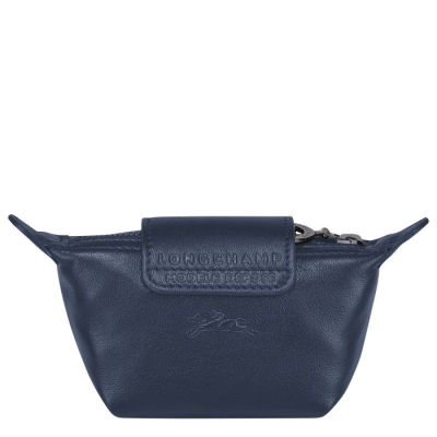 Navy Longchamp Le Pliage Cuir Men's Cardholders & Coin Purses | US-1607FGE