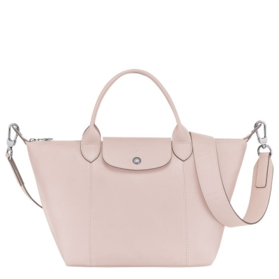 Pink Longchamp Le Pliage Cuir S Women's Top-handle Bags | US-7438YCA