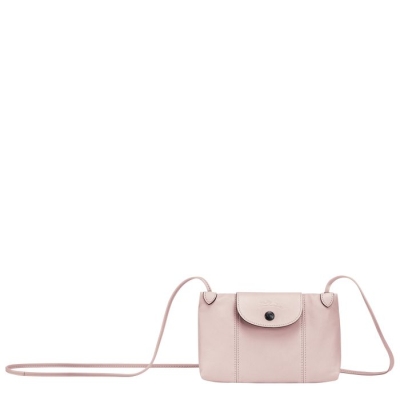 Pink Longchamp Le Pliage Cuir Women's Crossbody Bags | US-2639LOT