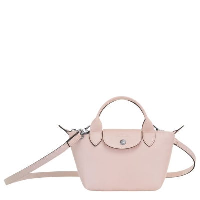 Pink Longchamp Le Pliage Cuir XS Women's Top-handle Bags | US-8016PUE