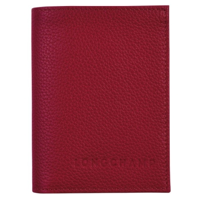 Red Longchamp Le Foulonné Men's Cardholders & Coin Purses | US-7635WXQ