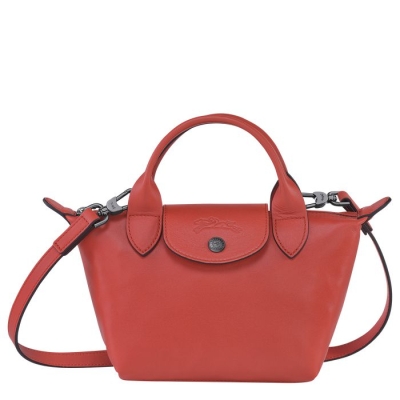 Red Longchamp Le Pliage Cuir XS Women's Top-handle Bags | US-6958CKQ