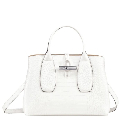 White Longchamp Roseau M Women's Top-handle Bags | US-1280OKB